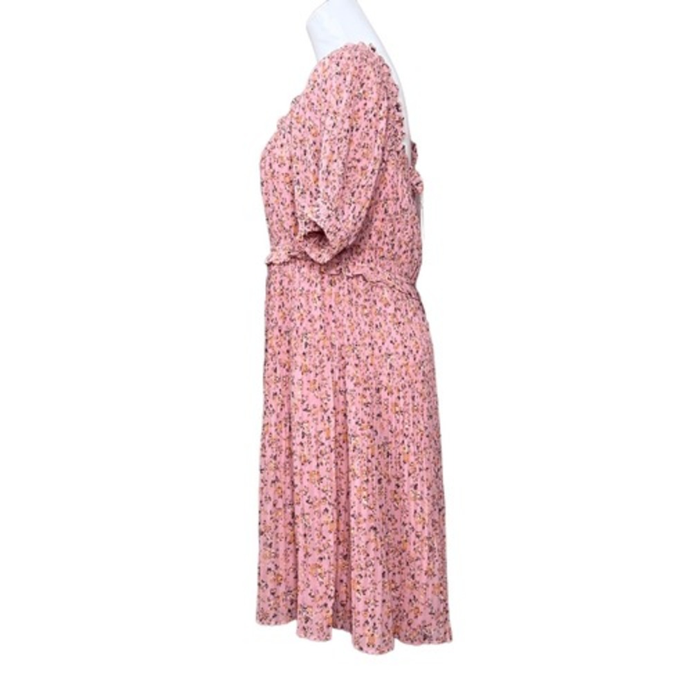Beyond Words Pink Floral Pleated Cottagecore Fit‎ & Flare Dress XL Prairie Vibes - Picture 2 of 9